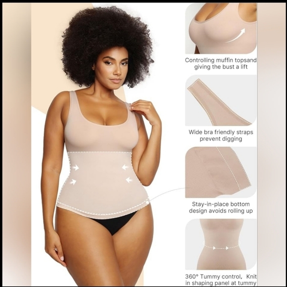 NWT Shapellx Tank Shapewear Cami Stretch 3X/4X Plus Size Brown - Picture 6 of 10